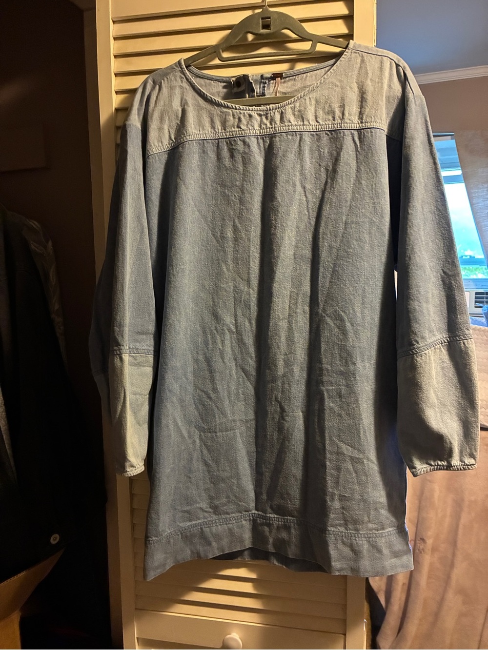 Two toned Light Blue Denim Long-Sleeve women’s dress